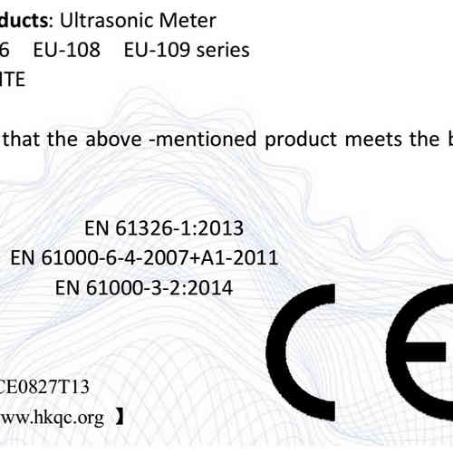 CE Certificate of Flowmeter